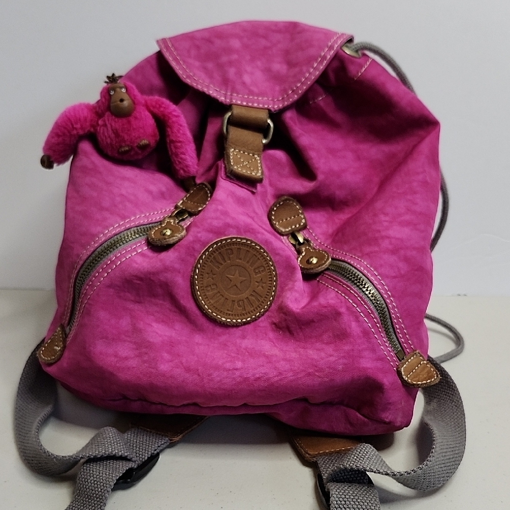 Kipling Y2K Drawstring Backpack Monkey Keychain - image 1